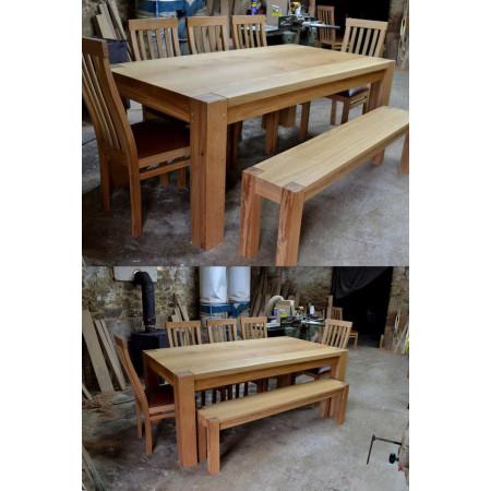ChunKy Oak : Bàn Ăn Gổ Sồi - Chân Trụ - W1m2 ChunKy Oak : Bàn Ăn Gổ Sồi - Chân Trụ - W1m2